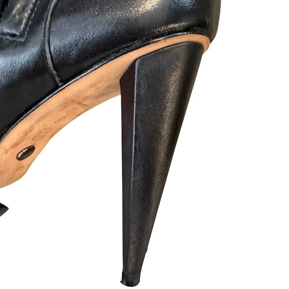 Velvet Angels OTK Leather Platform Boots High Heel Black‎ Women's EU 37 US 7